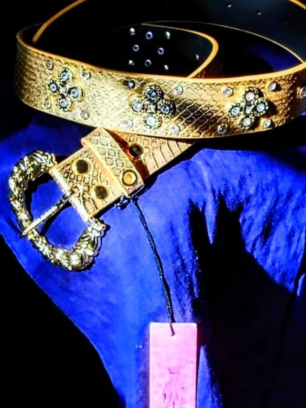 Christian Audigier Gold Crystal-Embellished Unisex Belt